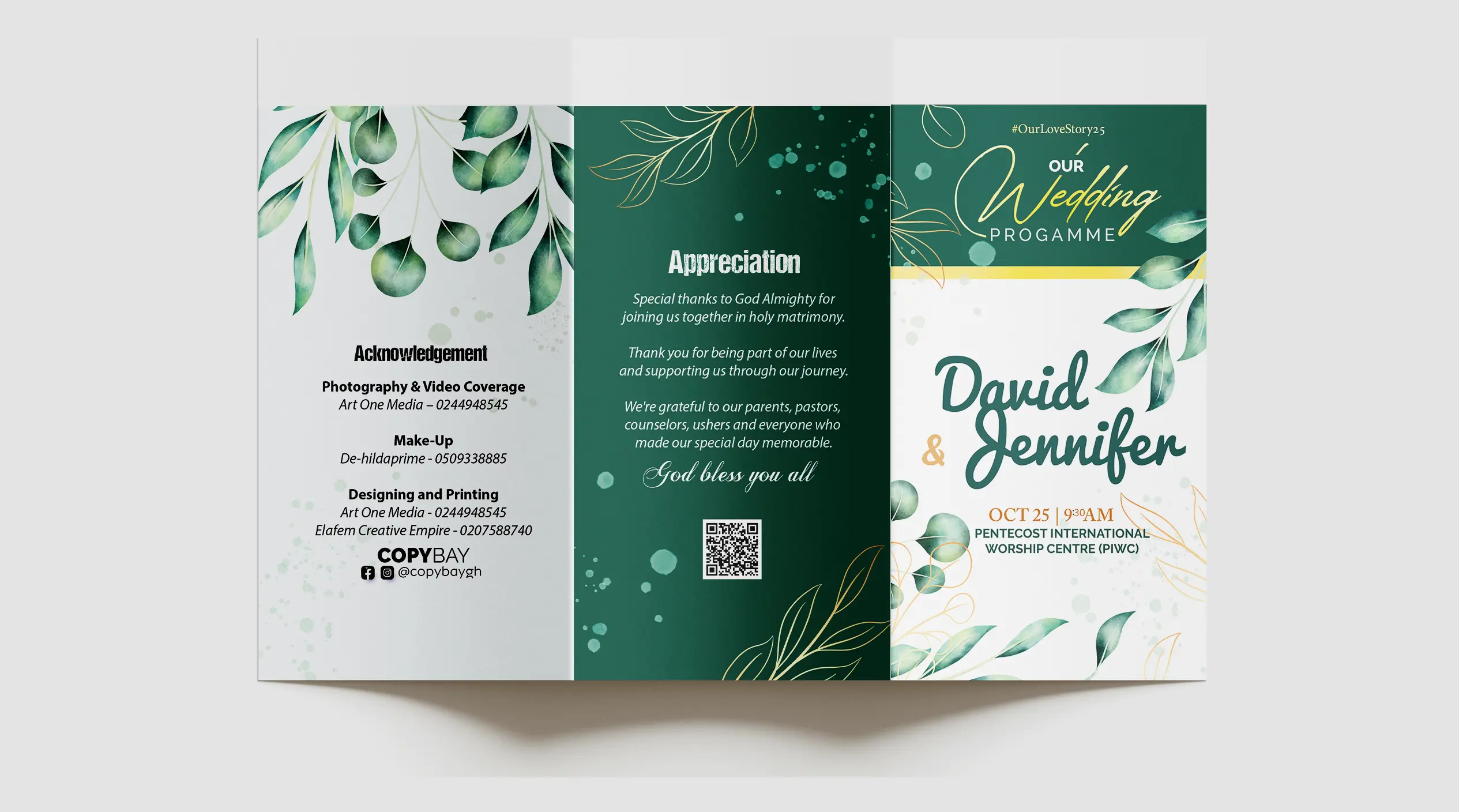 Elegant wedding brochure with premium print finish and floral layout